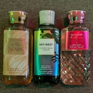 Bath & Body Works Body Wash Trio - Gold, Green, Pink